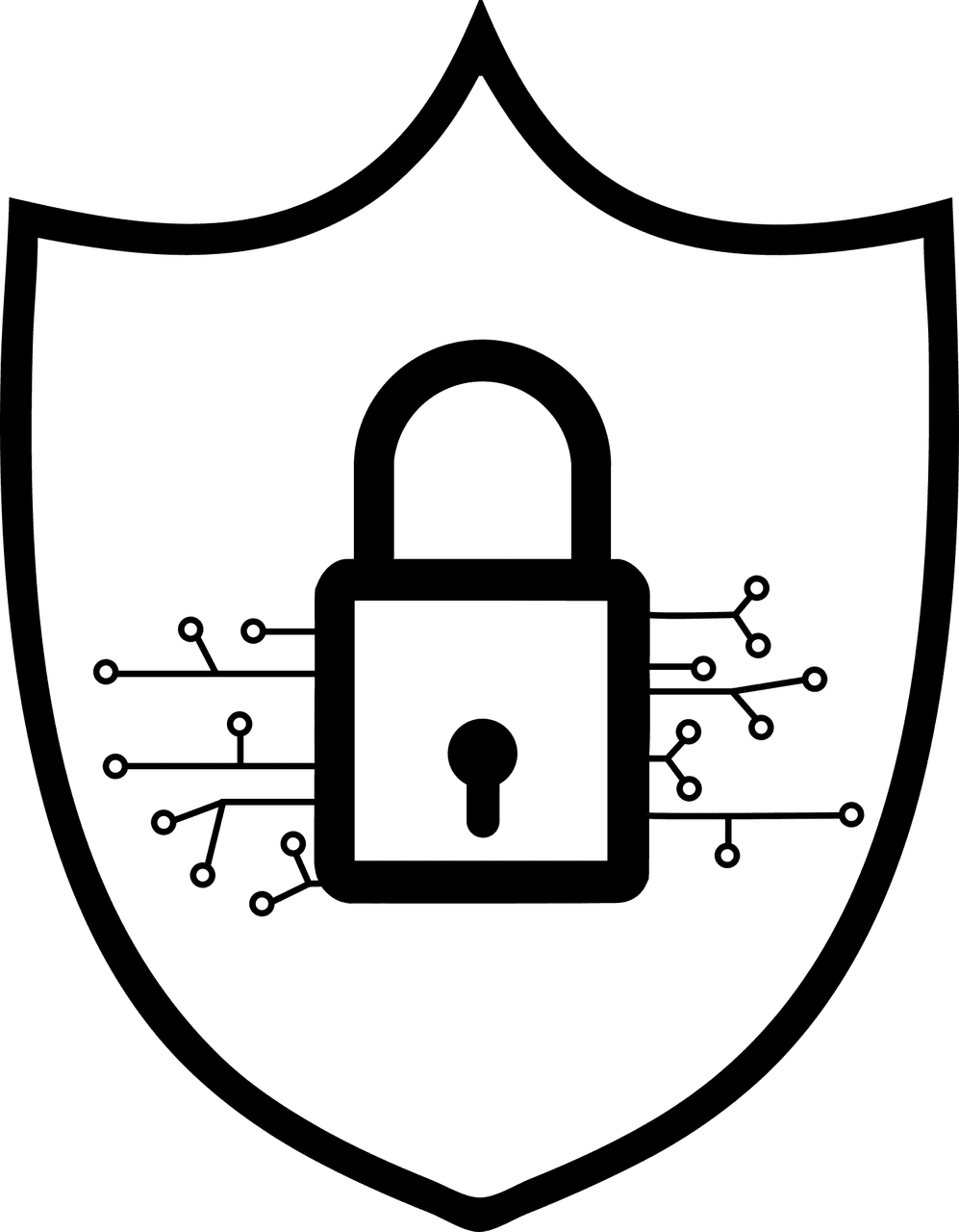 Free cybersecurity padlock shield vector